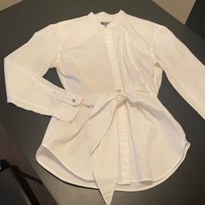 Ralph Lauren White Button Up Top with Bow